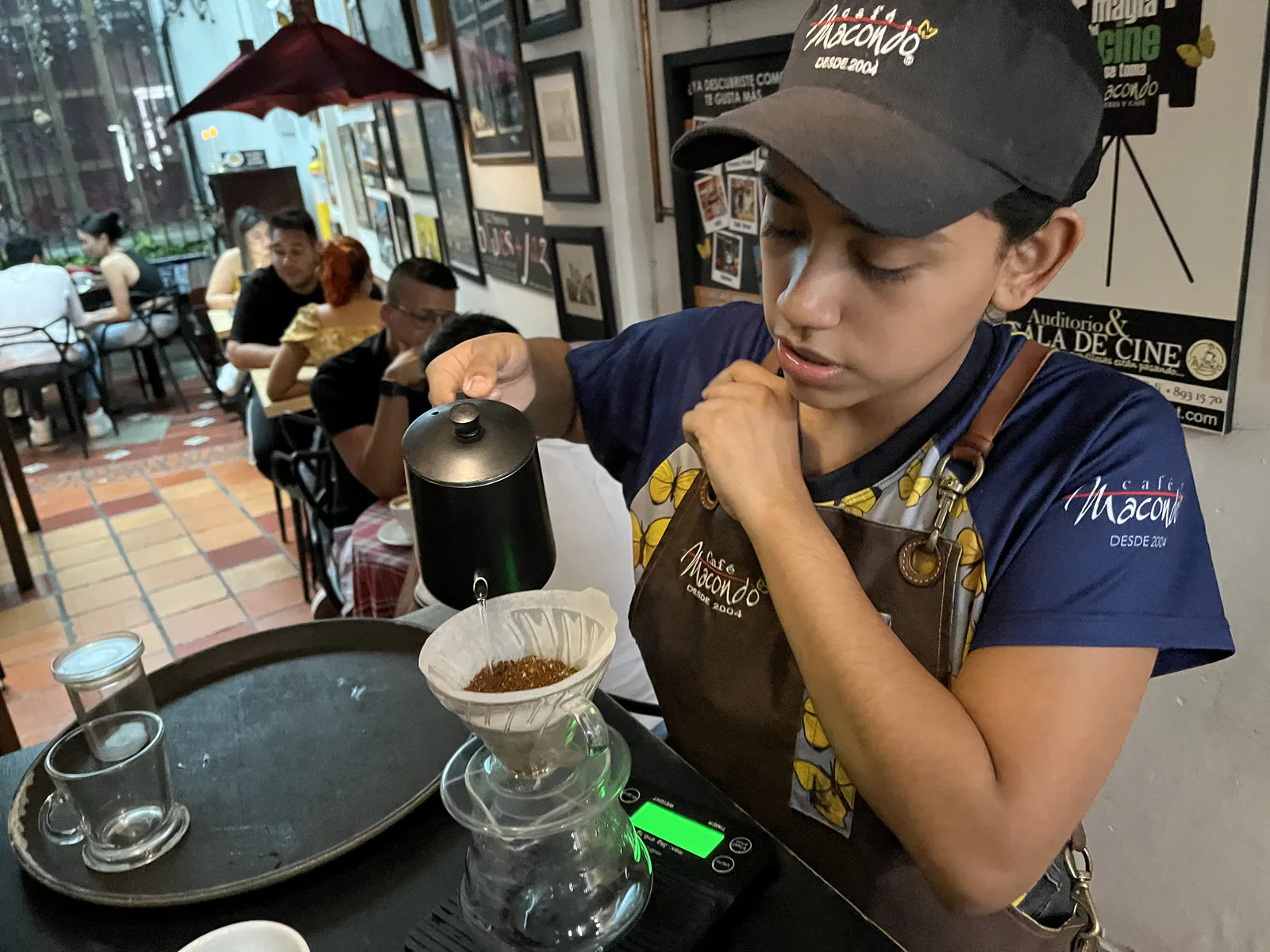 Barista Brewing Coffee with V60 Method