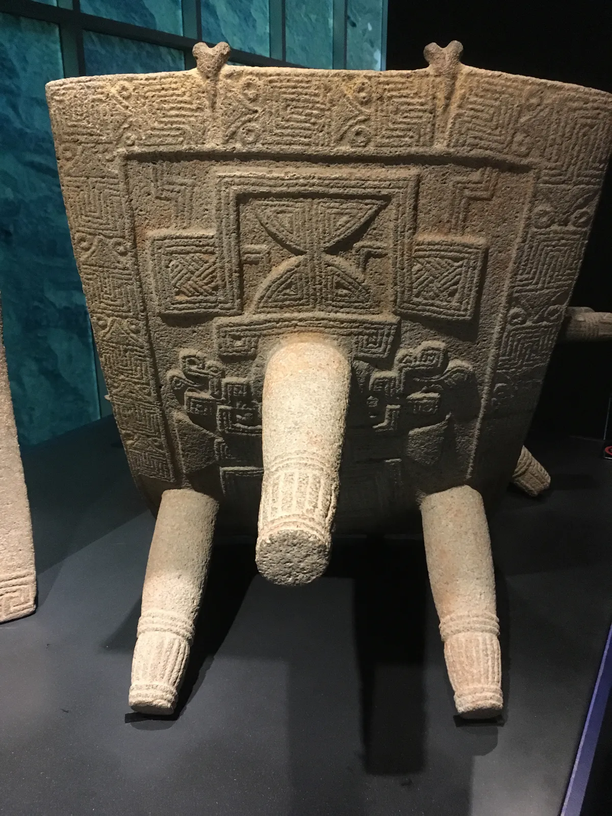 Ceremonial Metate with Geometric Carvings