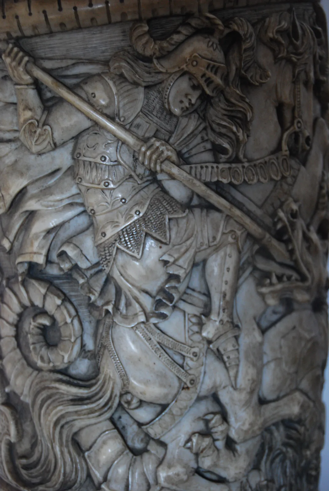 Ivory Relief of Knight and Dragon
