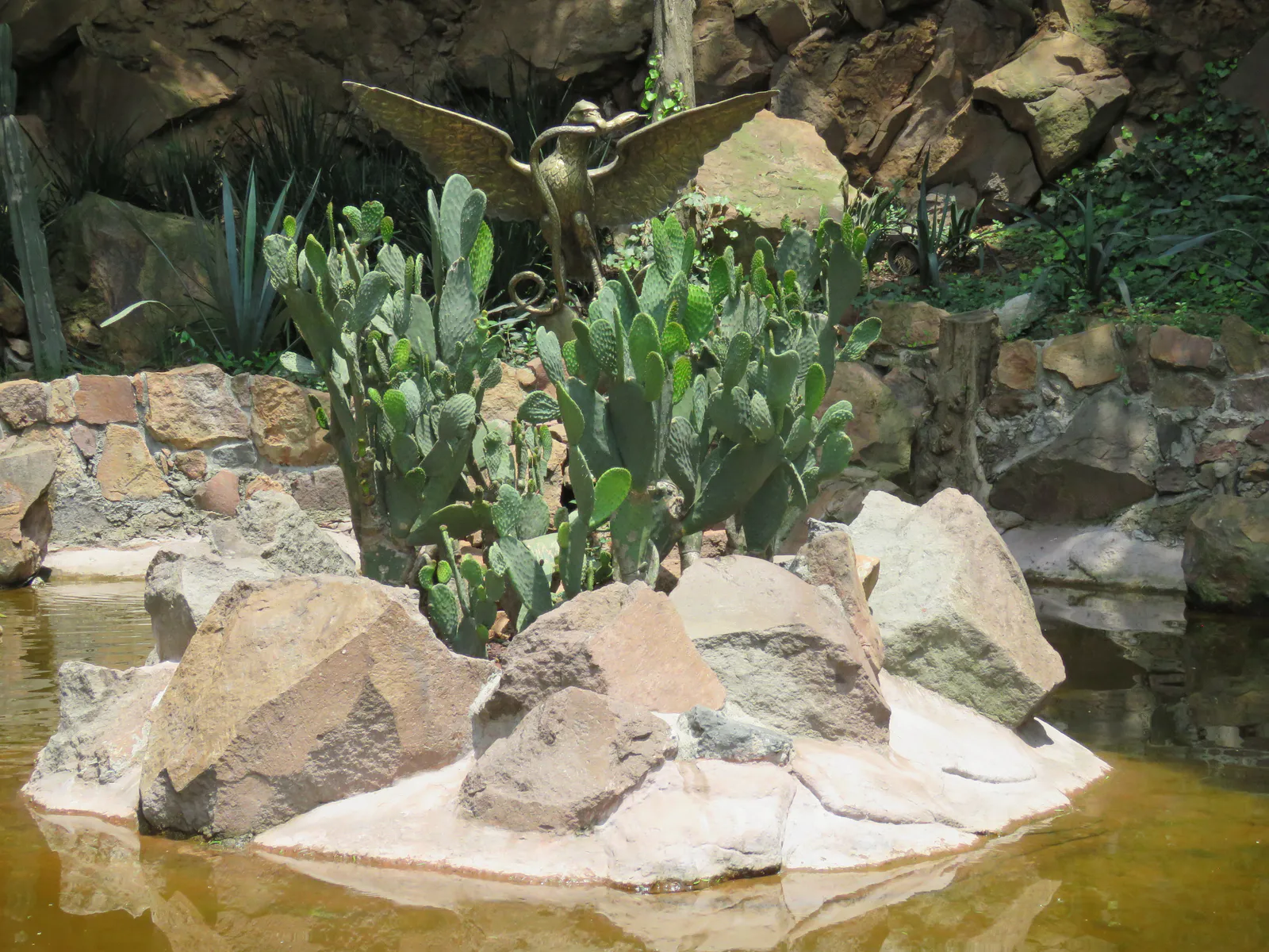 Eagle on Cactus Sculpture