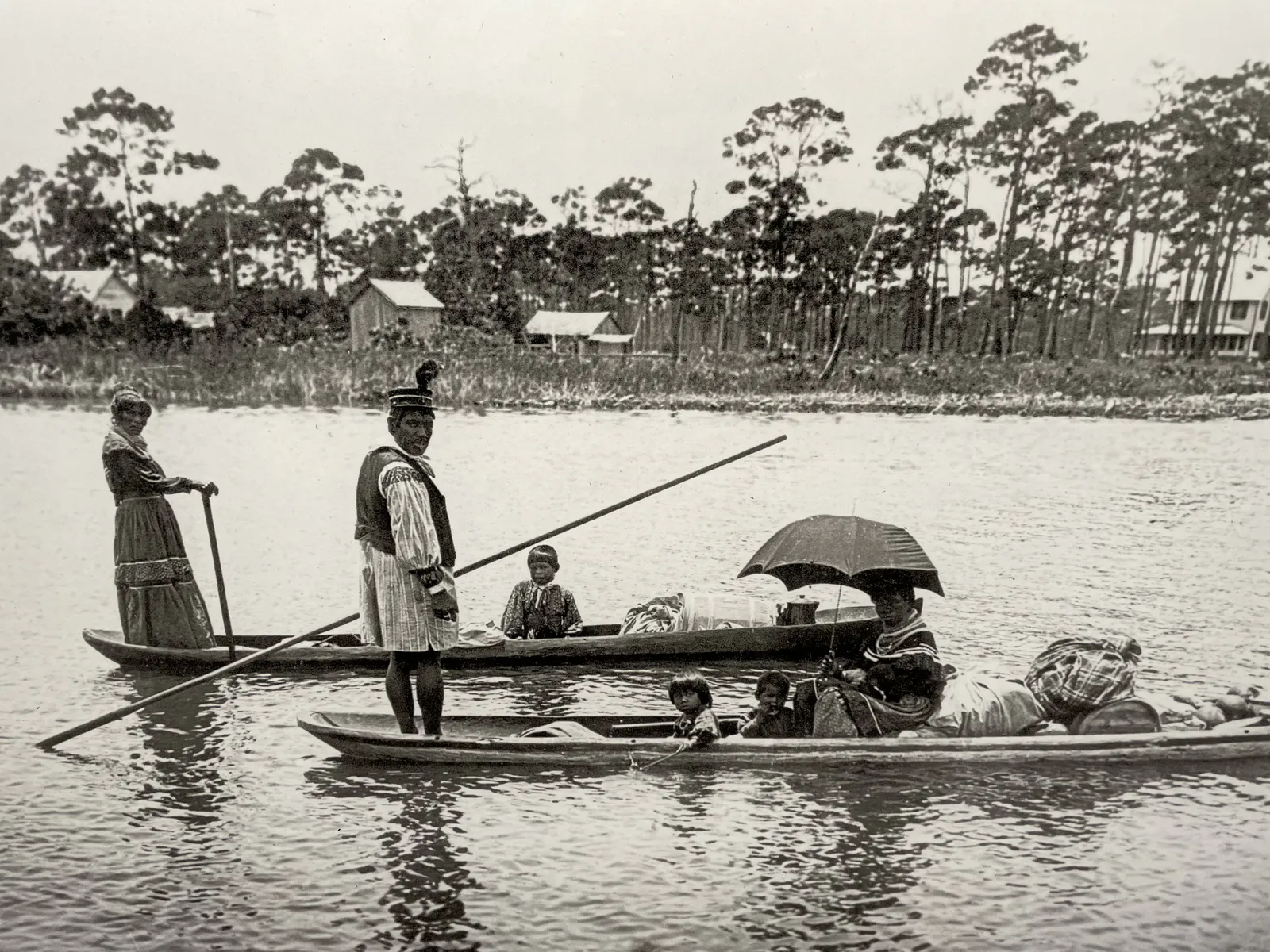 Seminoles in Canoes Near Miami