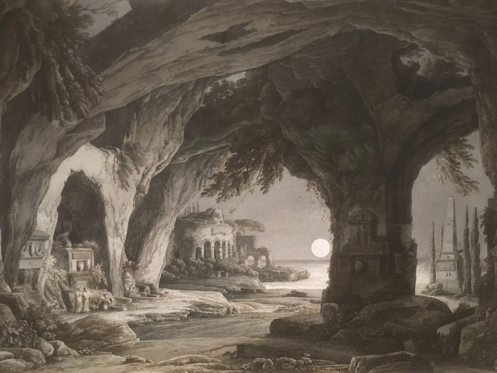 Landscape with Cave, Tombs, and Ruins by Moonlight