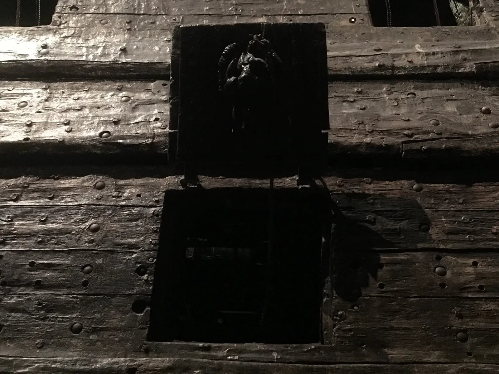 Decorated Gunport with Lion Relief