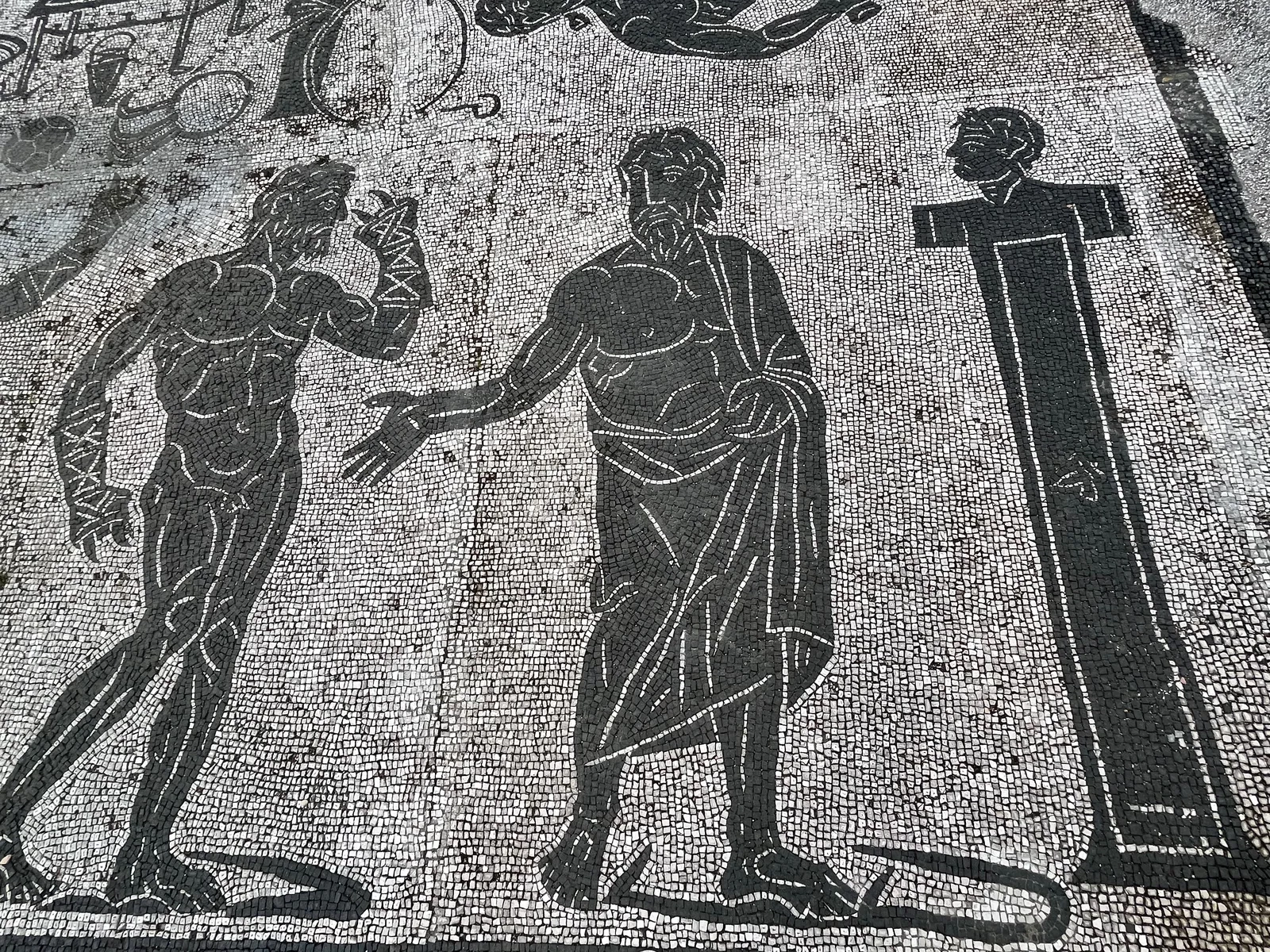 Mosaic of Boxer and Referee with Honorary Bust