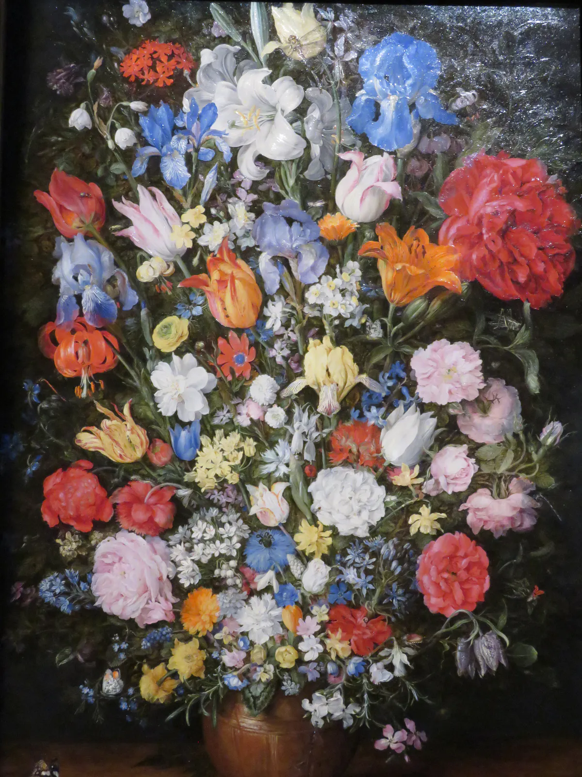 Vase of Flowers with Small Insects