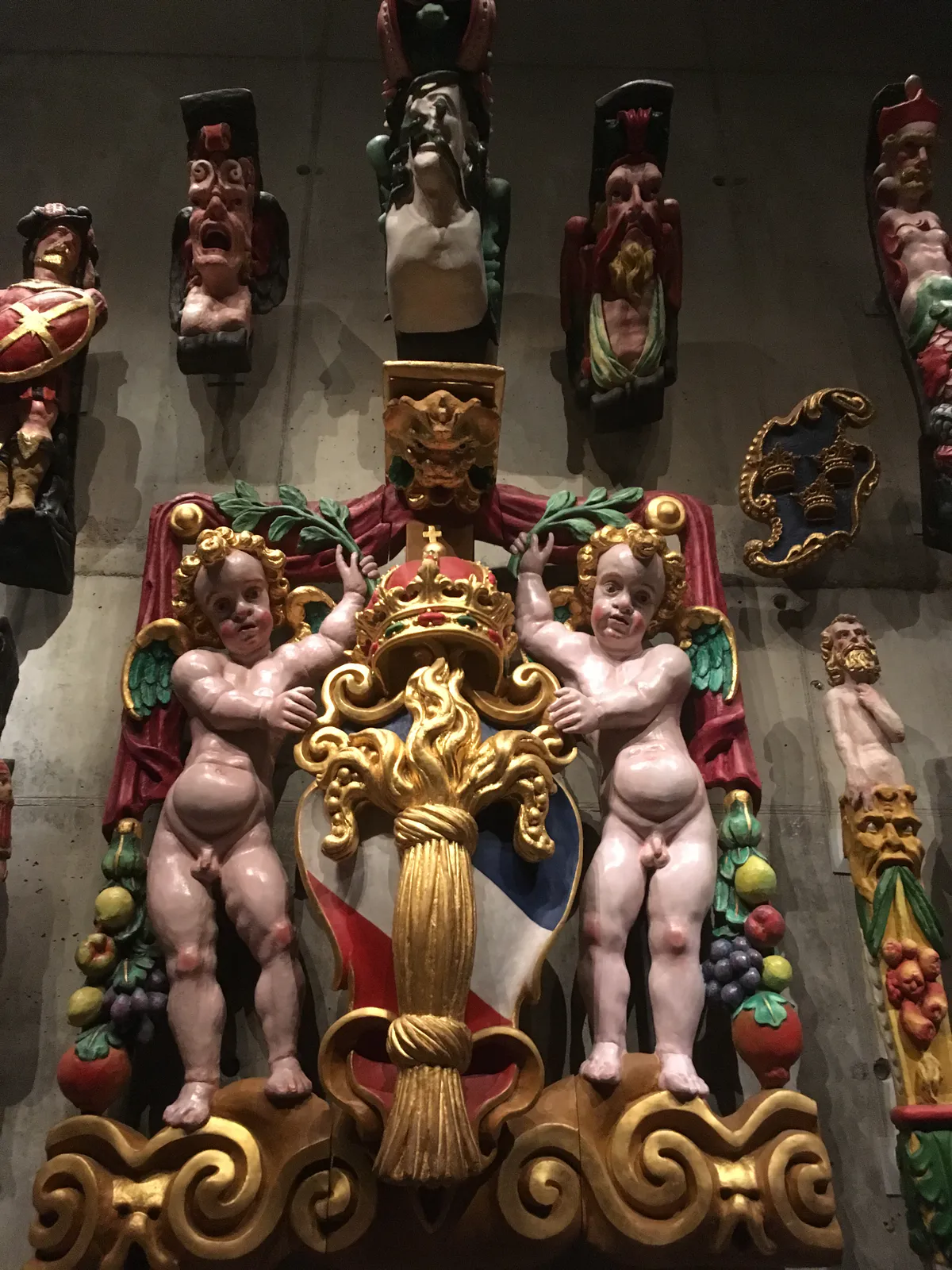 Reconstructed Stern Ornament with Cherubs and Crown