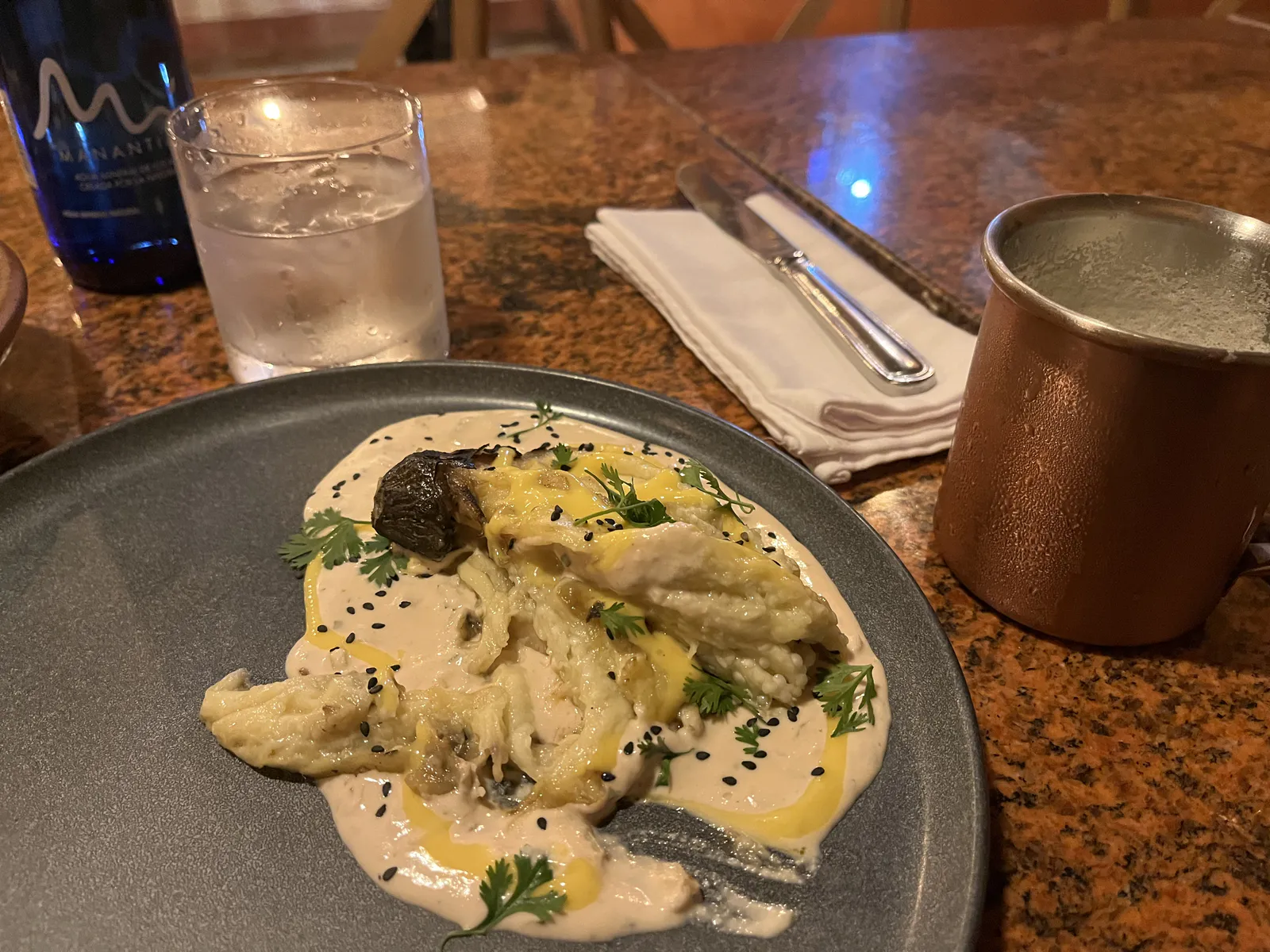 Roasted Eggplant with Tahini and Black Garlic