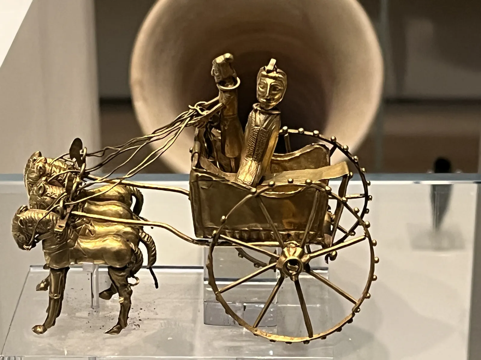 Gold Chariot Model with Egyptian God Bes