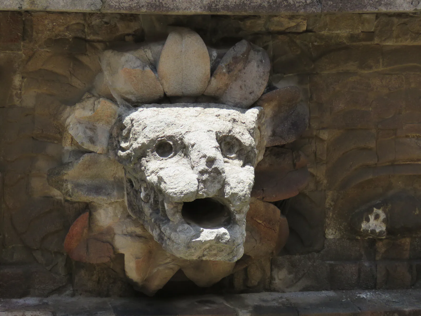 風化した羽毛の蛇の頭部